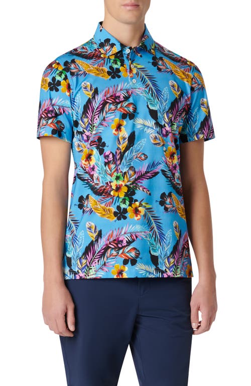 Bugatchi Victor OoohCotton Floral Polo Azure at Nordstrom,