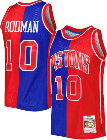 Mitchell & Ness Men's Mitchell & Ness Dennis Rodman Blue/Red Detroit Pistons  Hardwood Classics 1988/89 Split Swingman Jersey