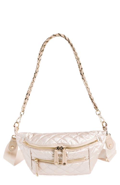 MZ Wallace Crossbody Belt Bag in Pale Rose Gold Metallic 