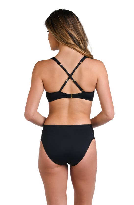 La Blanca Island Goddess V-neck Bikini Top In Black