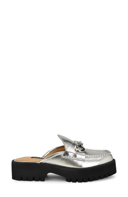 Shop Nine West Duntal Platform Bit Loafer Mule In Silver