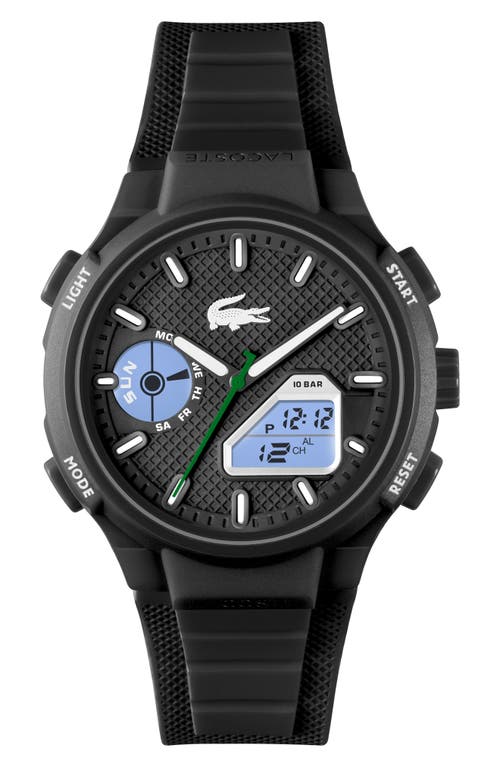 Lacoste Lc33 Analog And Digital Silicone Watch - One Size In Black