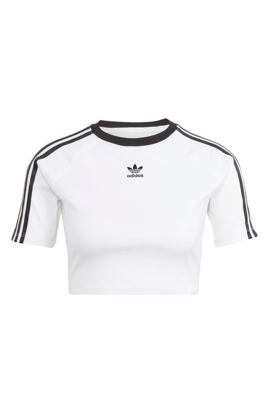 Shop Adidas Originals 3-stripes Crop T-shirt In White