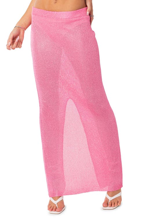 EDIKTED Sequin Sheer Knit Skirt Pink at Nordstrom,