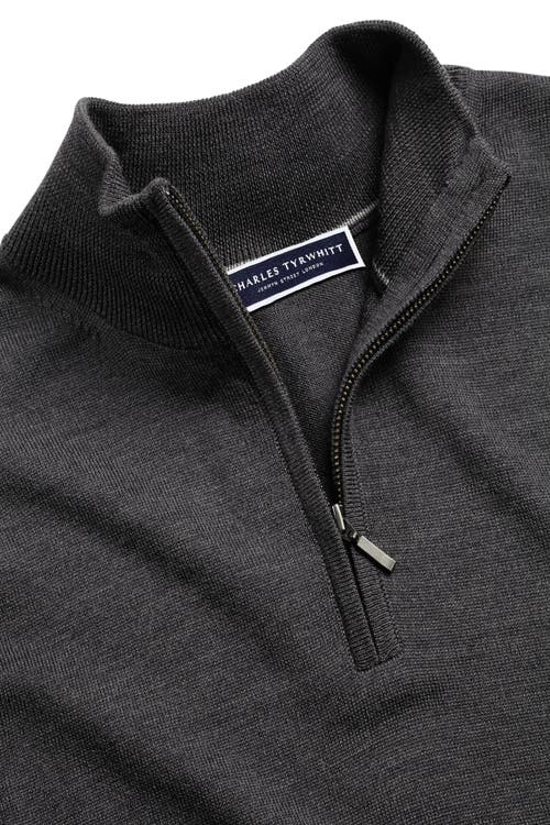 Charles Tyrwhitt Pure Merino Zip Neck Sweater In Grey