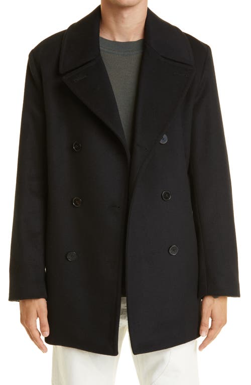 Dalton Wool & Cashmere Pea Coat in Black
