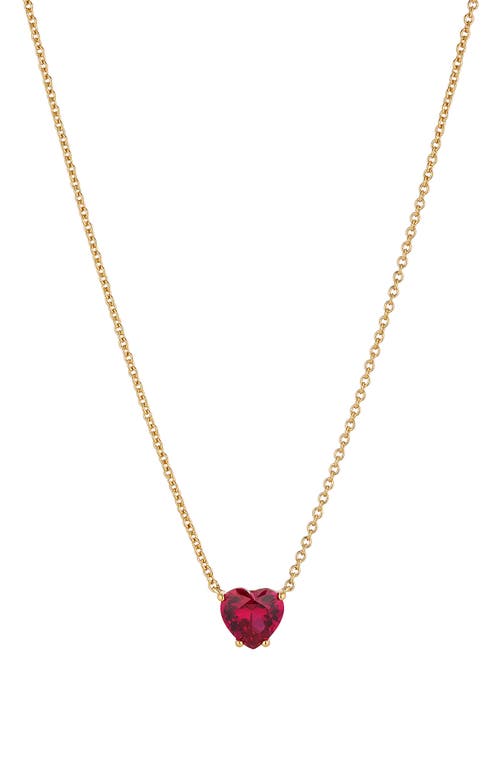 Nadri Modern Love Heart Pendant Necklace in Gold With Dark Pink at Nordstrom