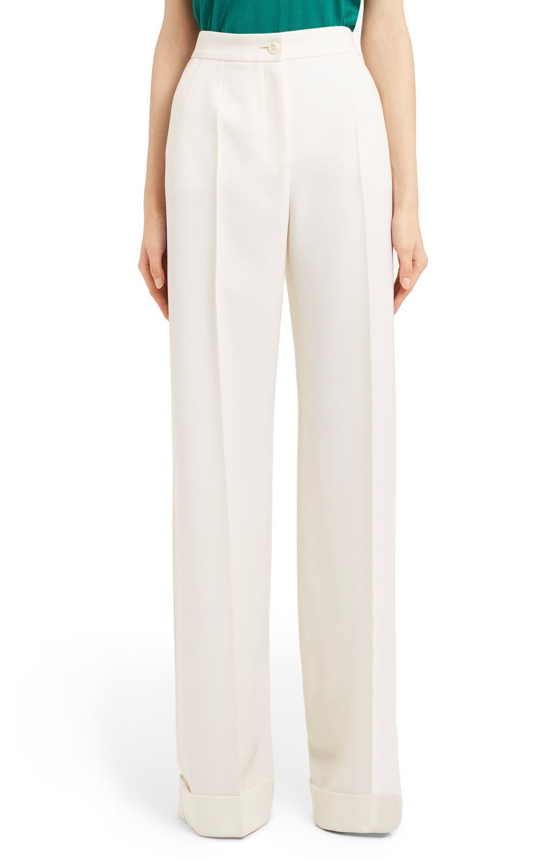 Dolce&Gabbana Cuff Wide Leg Wool Pants Nordstrom