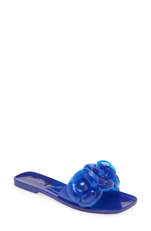 Floralee Slide Sandal in Blue Glitter
