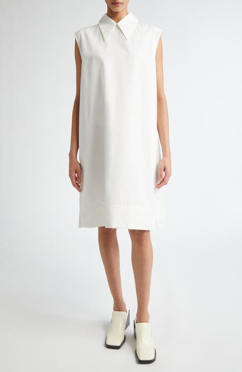 Shop Jil Sander Point Collar Cotton & Silk Shift Dress In Latte