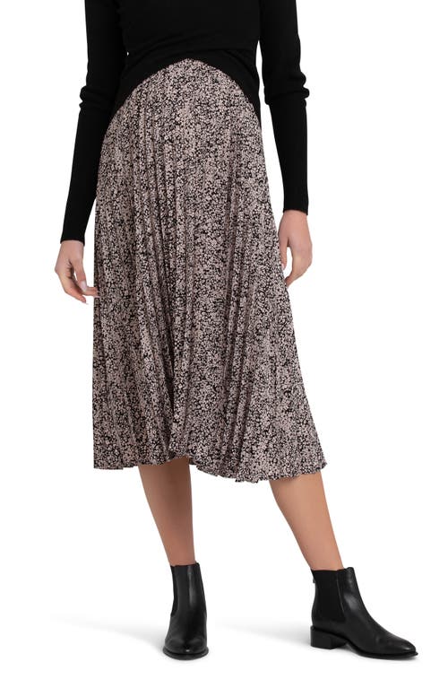 Shop Ripe Maternity Florence Pleated Midi Maternity Skirt In Black/dusty Pink