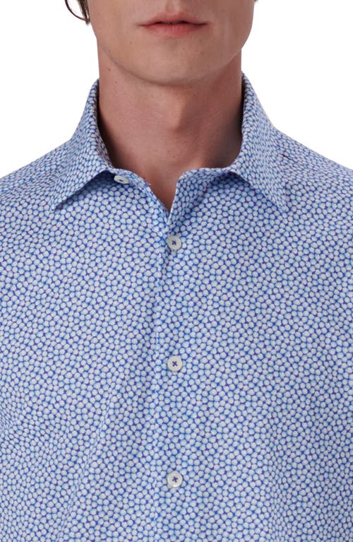 Bugatchi Miles Ooohcotton® Abstract Print Short Sleeve Button-up Shirt In Aqua