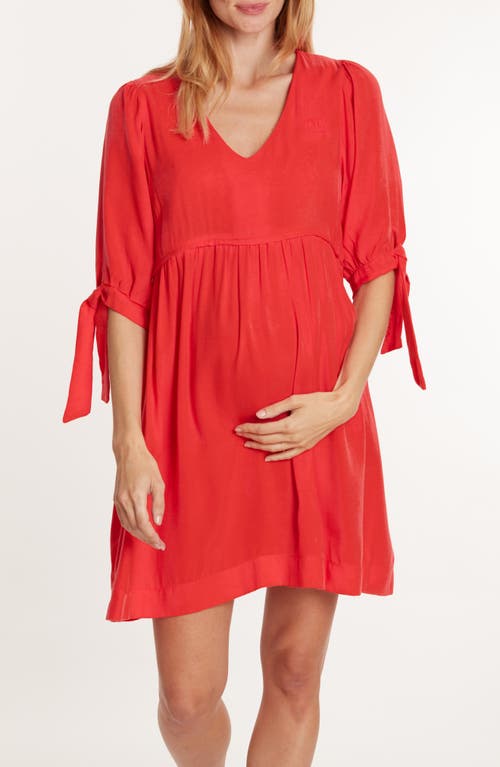 Cache Coeur Amy Maternity/nursing Babydoll Dress In Red