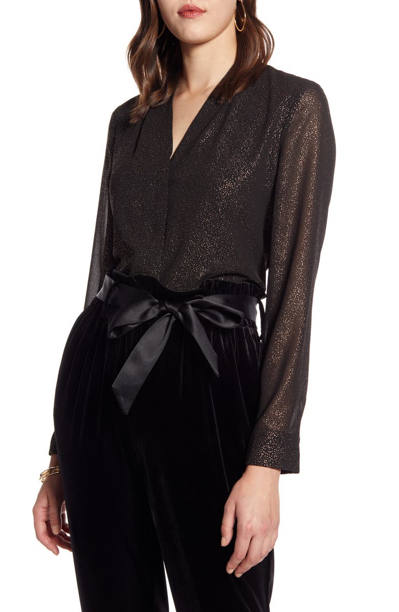 HALOGEN<SUP>®</SUP> Sparkle Dot Top, Main, color, BLACK- GOLD FOIL DOT