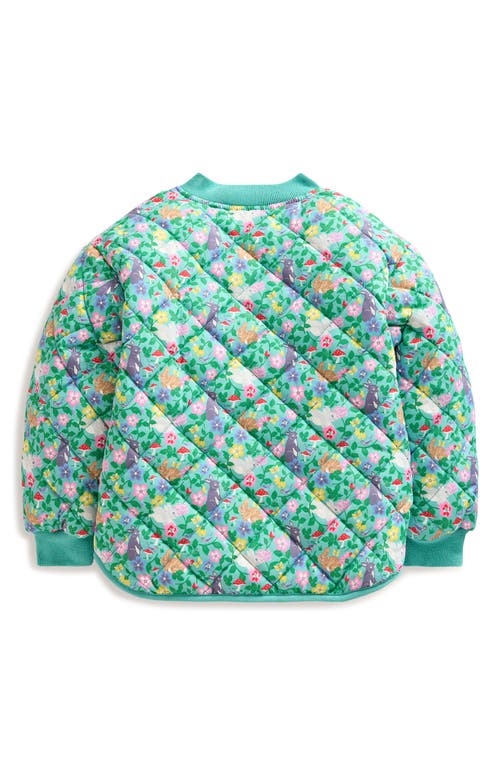 Shop Mini Boden Kids' Fun Quilted Bomber Jacket In Corsica Blue Bunny Field