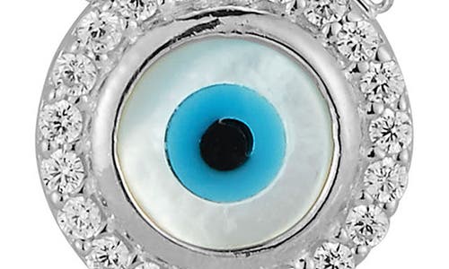 Glaze Jewelry Cubic Zirconia & Mother-of-pearl Evil Eye Pendant Necklace In Silver