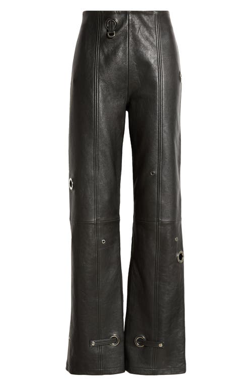 Shop Saks Potts Bonnie Grommet Straight Leg Lambskin Leather Pants In Black