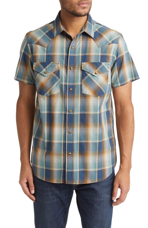Frontier Plaid Short Sleeve Button-Up Western Shirt