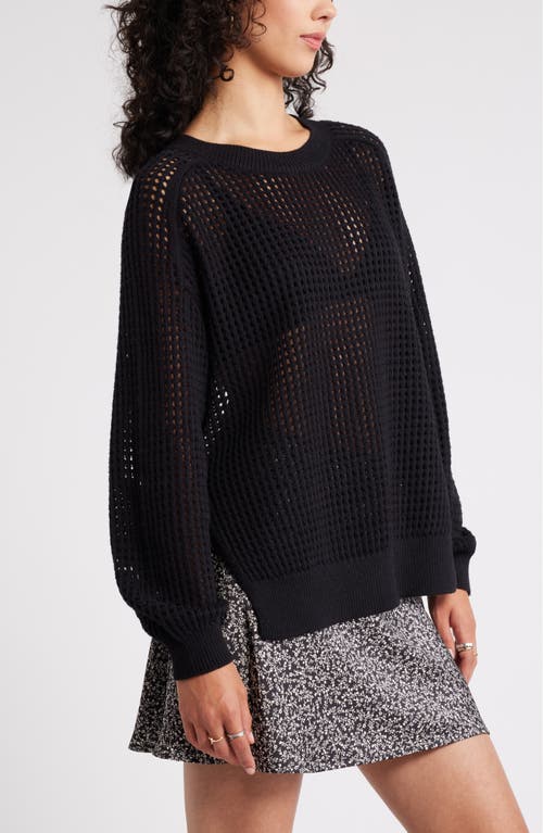 Shop Bp. Open Stitch Cotton Sweater In Black