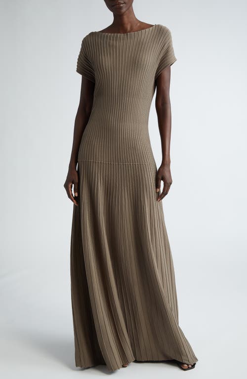 Ottoman Stitch Drop Waist Maxi Dress in Concrete