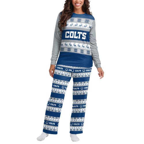 Women's FOCO Royal Indianapolis Colts Holiday Ugly Pajama Set
