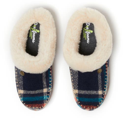 Dearfoams Women's Atley Clog Slipper In Navy Plaid
