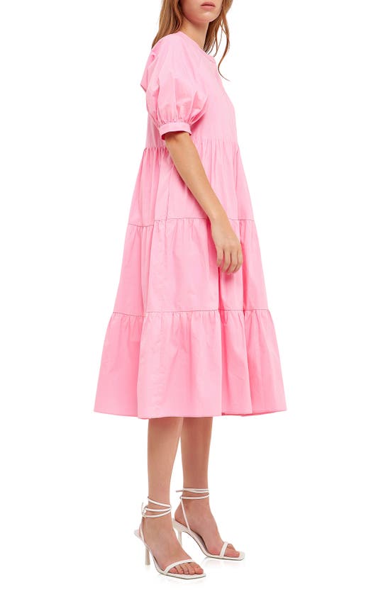 Shop English Factory Puff Sleeve Dress In Pink