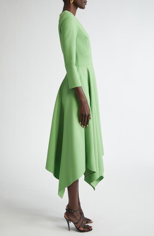 Shop Oscar De La Renta Asymmetric Hem Fit & Flare Dress In Olivine