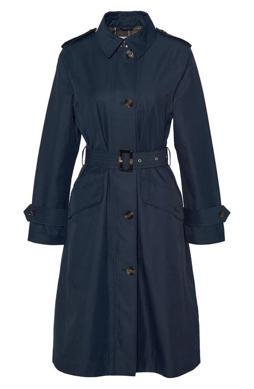 Shop Barbour Camilla Waterproof Trench Coat In Dark Navy/classic Tartan