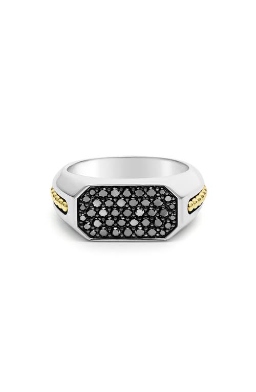 LAGOS ANTHEM BLACK DIAMOND PAVÉ SIGNET RING 