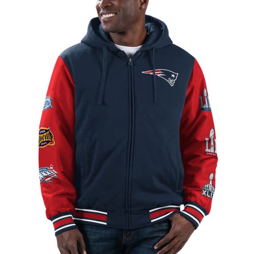 Men's G-III Sports by Carl Banks Navy/Red New England Patriots Player Option Full-Zip Hoodie