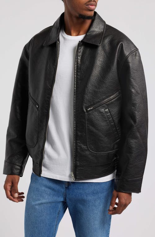 BDG Urban Outfitters Side Pocket Faux Leather Jacket in Black 