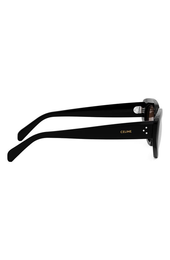 Celine Bold 3 Dots 53mm Cat Eye Sunglasses In Shiny Black / Brown