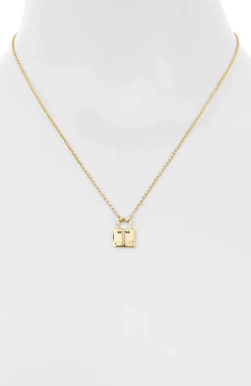 Meshmerise Diamond Padlock Initial Pendant Necklace In Yellow-t