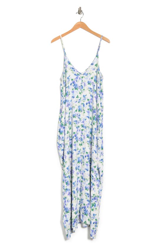 Lovestitch Printed Gauze Maxi Dress In Ivory/ Purple ModeSens