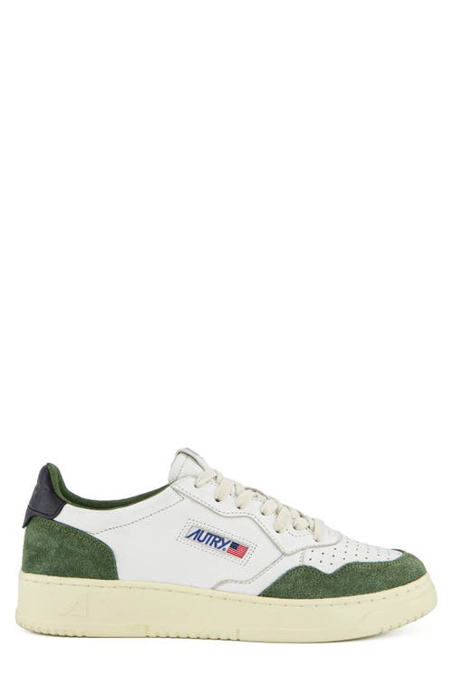 Autry Medalist Low White Leather And Suede Bottle Sneakers In Mil/black