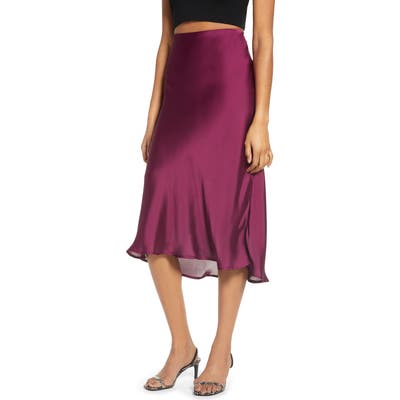 Leith Satin Midi Skirt, Purple