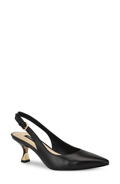 Shop Nine West Jannit Slingback Pointed Toe Kitten Heel Pump In Black