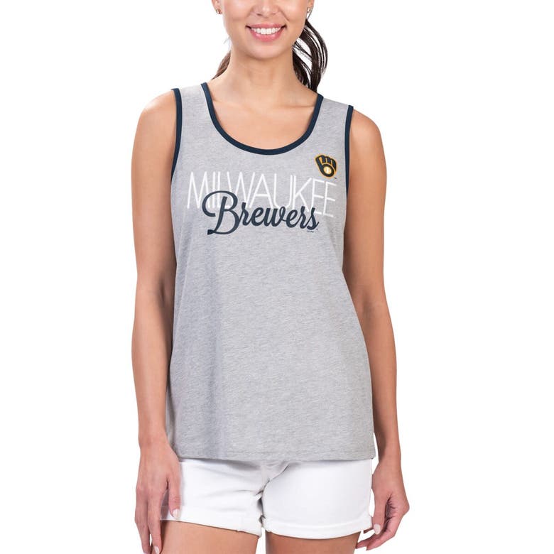Shop G-iii 4her By Carl Banks Gray Milwaukee Brewers Fastest Lap Tank Top
