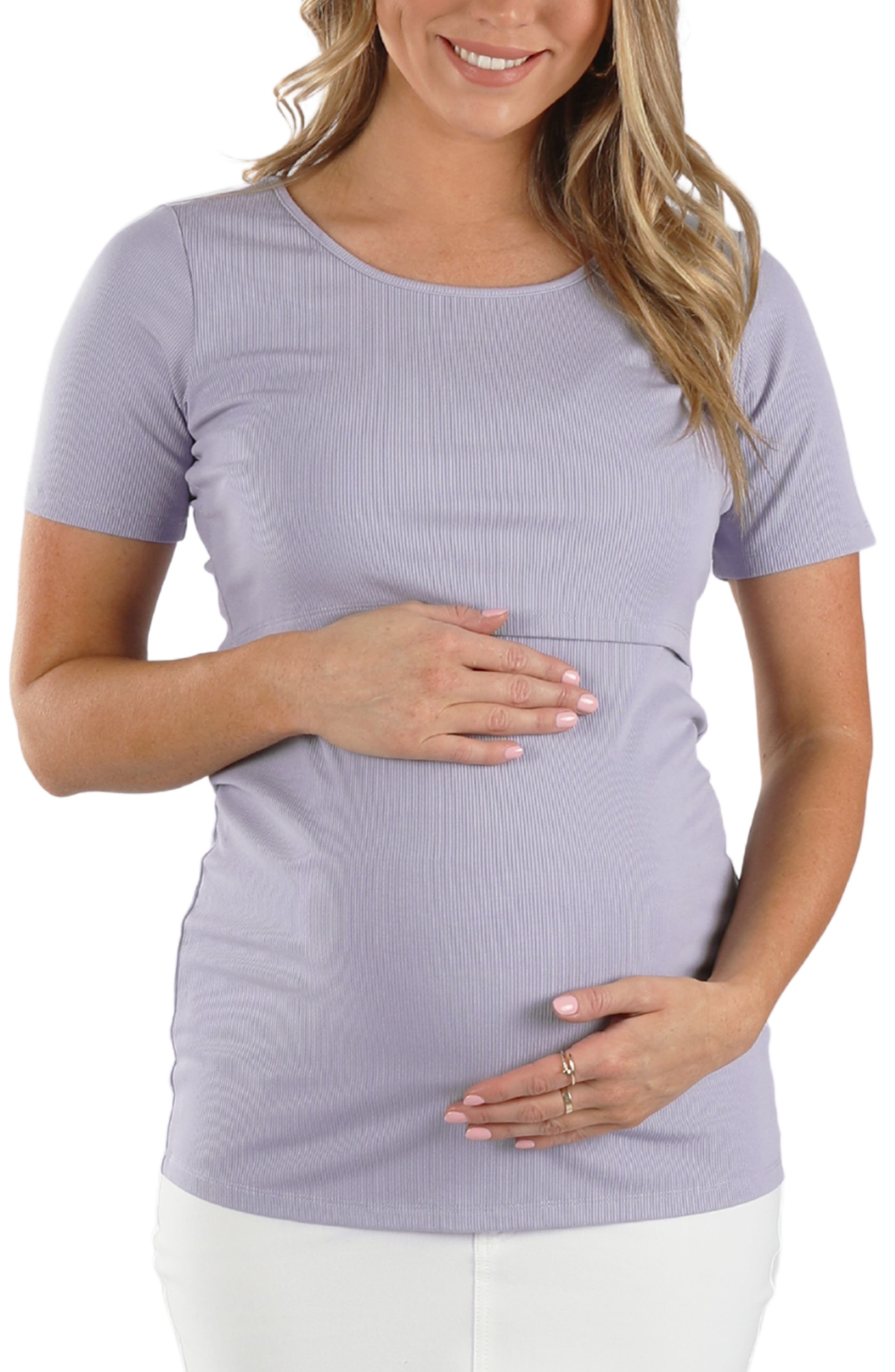 Angel Maternity Ribbed Maternity/Nursing Short Sleeve Top Nordstrom
