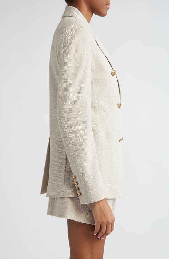 Max Mara Vanadio Pique Knit Double-breasted Blazer Jacket In Beige