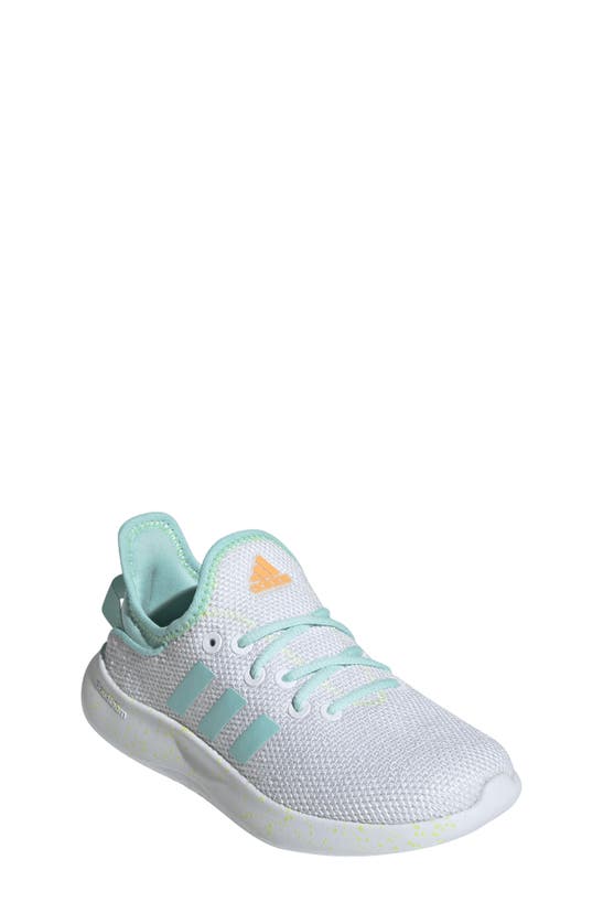 Adidas Originals Kids' Cloudfoam Sneaker In White/ Aqua/ Lime