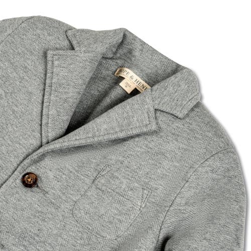 Hope & Henry Baby Boys' Fleece Blazer, Infant In Gray Heather Herringbone