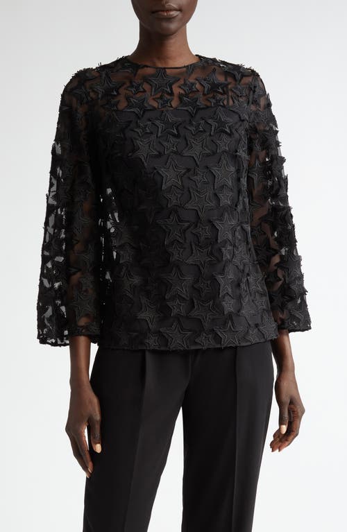 Akris punto 3D Star Embroidered Tulle Top in Black 