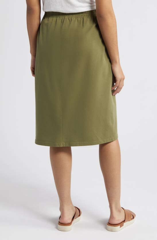 Shop Caslon Stretch Organic Cotton Skirt In Olive Burnt