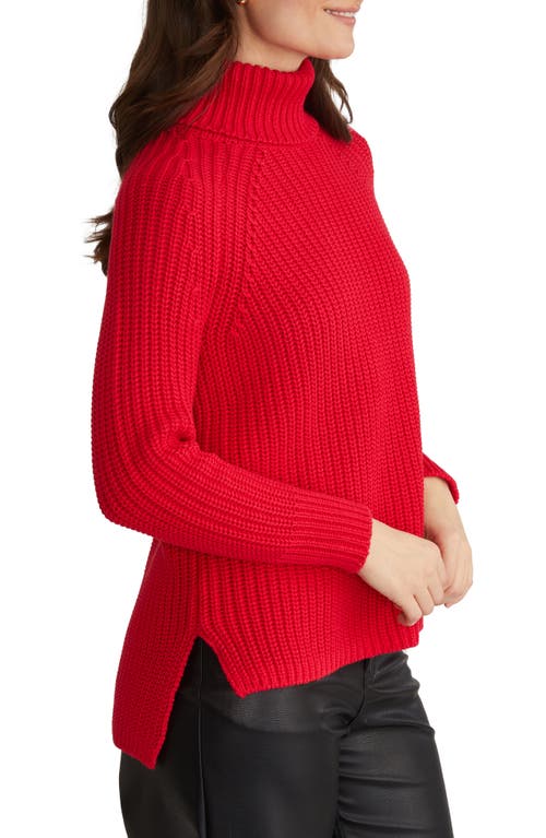 Shop 525 Stella Cotton Turtleneck Sweater In Cherry Red