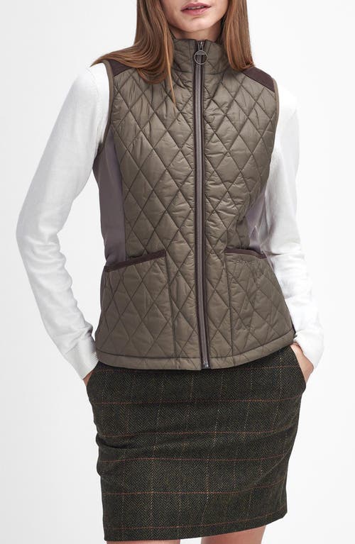 Barbour High Field Quilted Mixed Media Vest In Winter Moss/classic