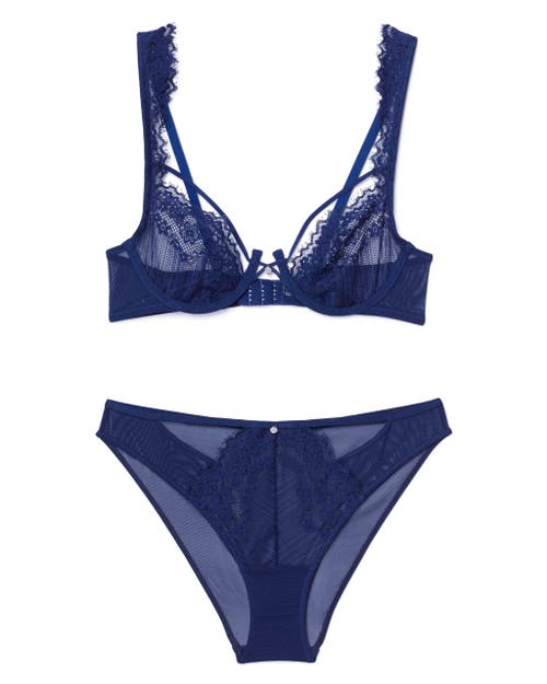 Shop Adore Me Liliana Unlined Plunge Bra In Dark Blue