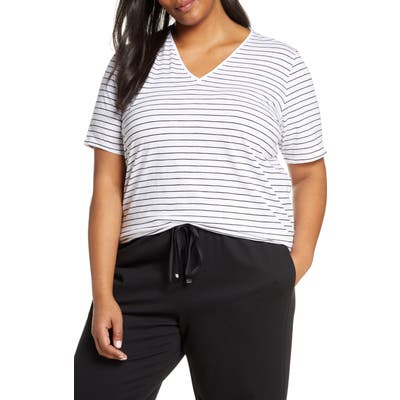Plus Size Eileen Fisher Organic Cotton Short Sleeve Top, White