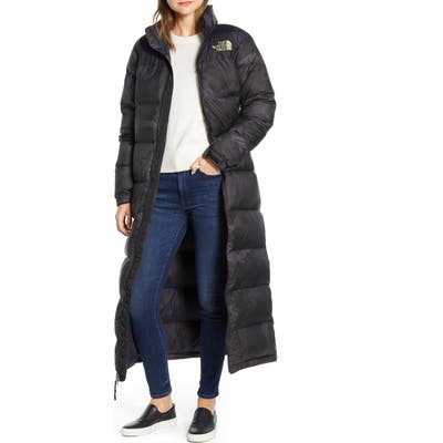 The North Face Nuptse Long Water-Resistant Down Coat, Black